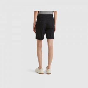 Short Benetton Bermudas in stretch cotton Mujer Negros | QDYMXW142