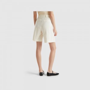 Short Benetton Comfort fit bermudas Mujer Blancos | VSQCFW327