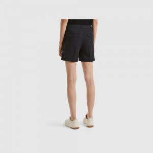 Short Benetton Stretch cotton bermudas Mujer Negros | GZVFKM749