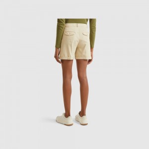 Short Benetton Stretch cotton bermudas Mujer Beige | NAYPZW124