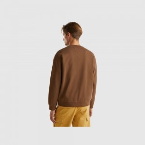 Sudadera Benetton Crew neck logo print Hombre Marrom | ACEYPU059