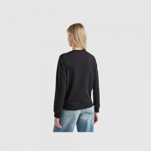 Sudadera Benetton jewel effect applique Mujer Negros | RBFPZS972