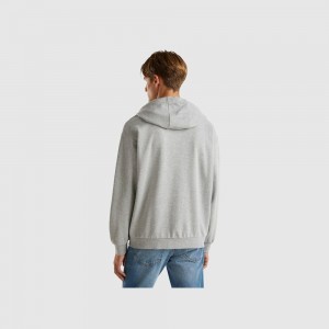 Sudadera con Capucha Benetton Zip-up in cotton Hombre Grises Claro | JYXIOU207