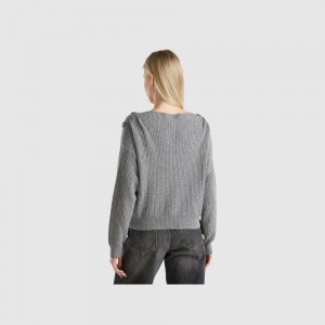Suéteres Benetton Boat neck Mujer Grises | FVSWLY845