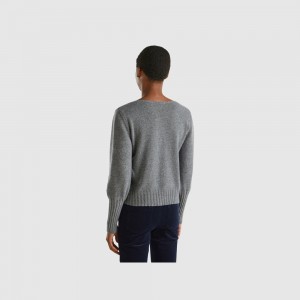 Suéteres Benetton Boat neck Mujer Grises Oscuro | OAQDFN235