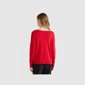 Suéteres Benetton Boat neck Mujer Rojos | IHBWED274