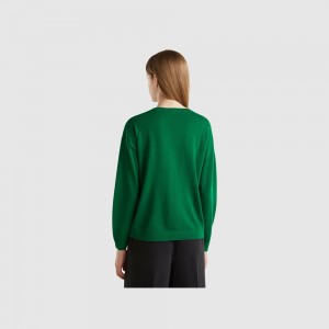 Suéteres Benetton Boat neck pure Merino wool Mujer Verdes | ZCDIGV481
