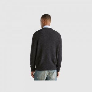 Suéteres Benetton Bouclé crew neck Hombre Grises Oscuro | JFBSAC840
