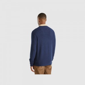 Suéteres Benetton Bouclé crew neck Hombre Azules Oscuro | RXNLCD958