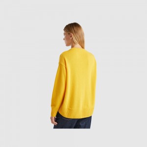 Suéteres Benetton Boxy fit wool blend Mujer Moutarde | RUQSXO735