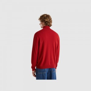 Suéteres Benetton Burgundy turtleneck in pure Merino wool Hombre Vino | GUKPIV742