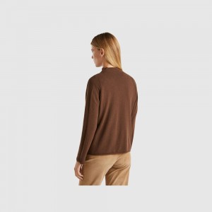 Suéteres Benetton Cashmere blend Mujer Marrom | ONHVDJ936
