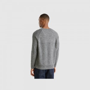 Suéteres Benetton Crew neck wool blend Hombre Grises | RQDFEO690
