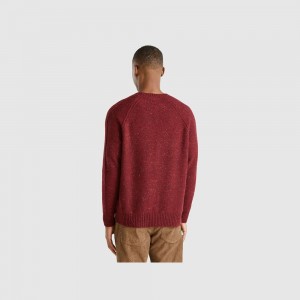 Suéteres Benetton Crew neck wool blend Hombre Vino | SVJONL514