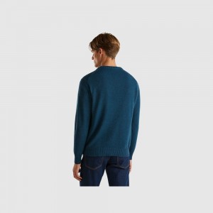 Suéteres Benetton crew neck cashmere and wool blend Hombre Turquesa | MNZDBK315