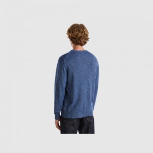 Suéteres Benetton crew neck cashmere and wool blend Hombre Azules | TIOBWX391