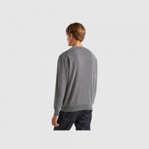 Suéteres Benetton pure cashmere Hombre Grises Oscuro | AMTCVR823