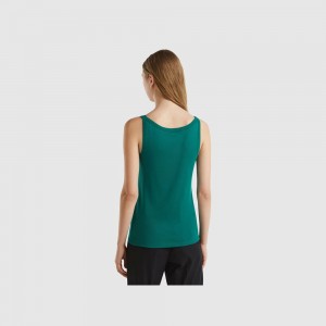 Tank Benetton Forest pure cotton Mujer Verdes Oscuro | AUEZHK391
