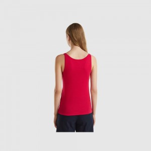 Tank Benetton Plum pure cotton Mujer Rojos | IMNPLF037