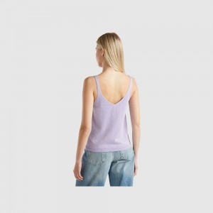 Tank Benetton V-neck and lurex Mujer Morados | KBRLGO238