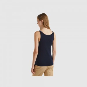 Tank Benetton pure cotton Mujer Azules Oscuro | PLOKBA193