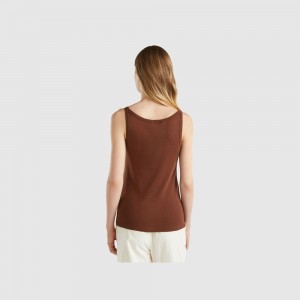 Tank Benetton pure cotton Mujer Marrom Oscuro | XPCJVI201