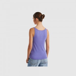 Tank Benetton pure cotton tank top Mujer Morados | JUHQIA316