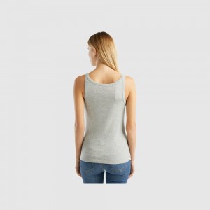 Tank Benetton pure cotton tank top Mujer Grises Claro | LAFWUJ907