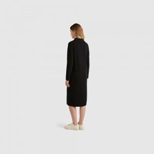 Vestido Benetton Cashmere blend midi Mujer Negros | ZGCSOB309