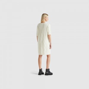 Vestido Benetton Diamond knit Mujer Blancos | AUWGDF645