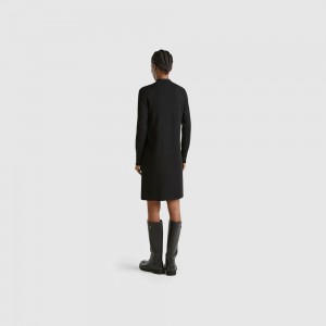 Vestido Benetton Knit turtle neck Mujer Negros | EAQTWY741