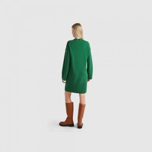 Vestido Benetton Turtleneck wool blend Mujer Verdes Oscuro | EFABVS134