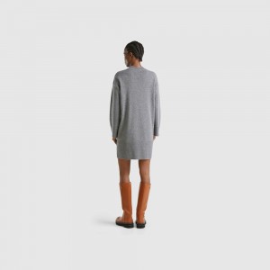 Vestido Benetton Turtleneck wool blend Mujer Grises Oscuro | TSMUKE802