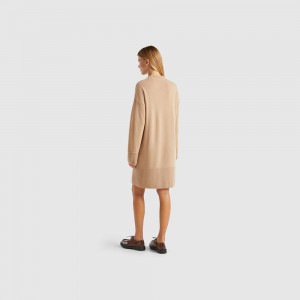 Vestido Benetton Turtleneck wool blend Mujer Marrom | VPLUBF682