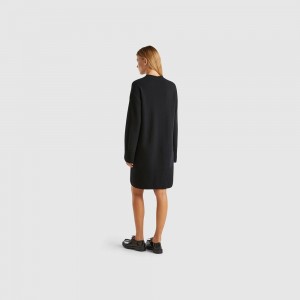 Vestido Benetton Turtleneck wool blend Mujer Negros | OEFAKV467